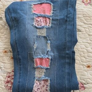 Chic Blue Jeans with Pink and White Accents NWOT